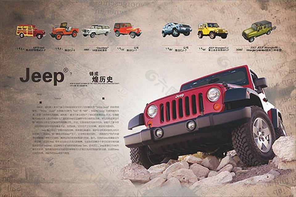 jeep辉煌历史海报矢量图片