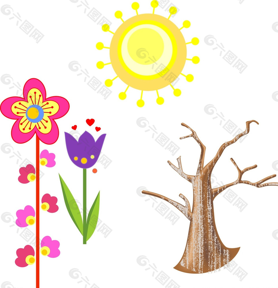 树木花朵 太阳图片