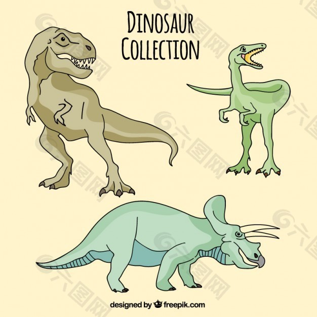 手绘不同的恐龙