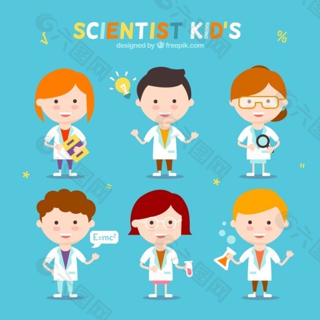一群有趣的科学家儿童