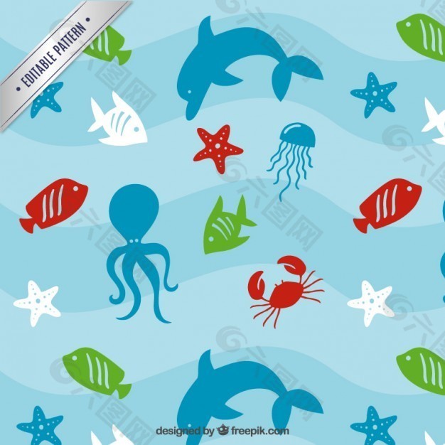 海洋动物图案平面广告素材免费下载 图片编号 六图网