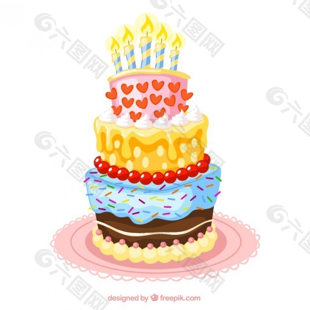 彩色生日蛋糕插图