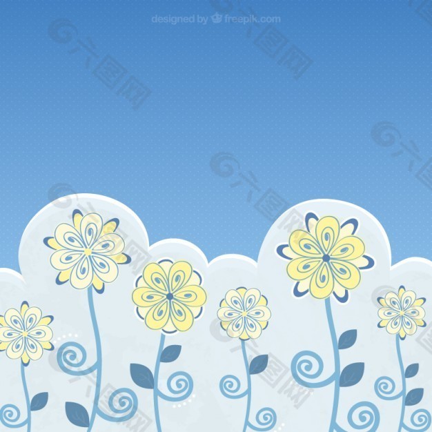 蓝色调的花背景