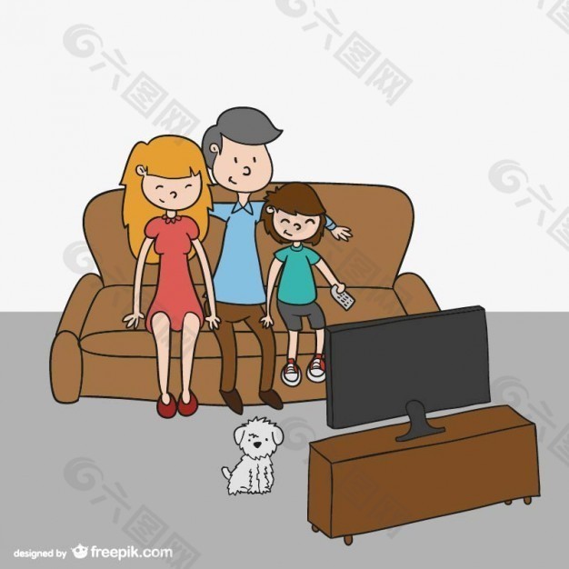 家庭看电视动画片平面广告素材免费下载(图片编号:7773274)