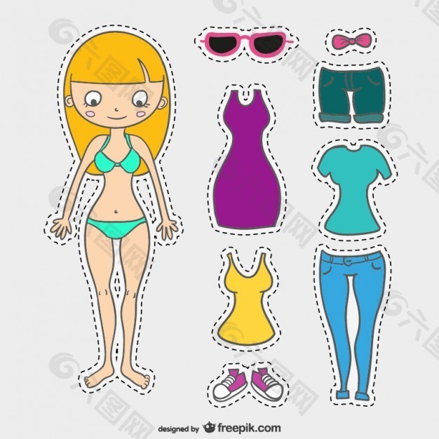 带衣服的纸娃娃