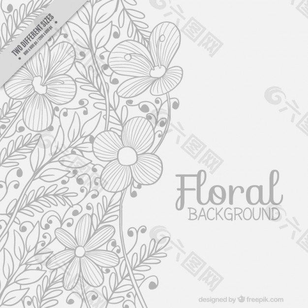 手绘的花背景与叶背景素材免费下载 图片编号 六图网