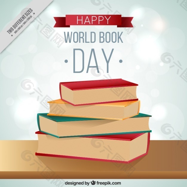 世界图书日背景的叠加书籍