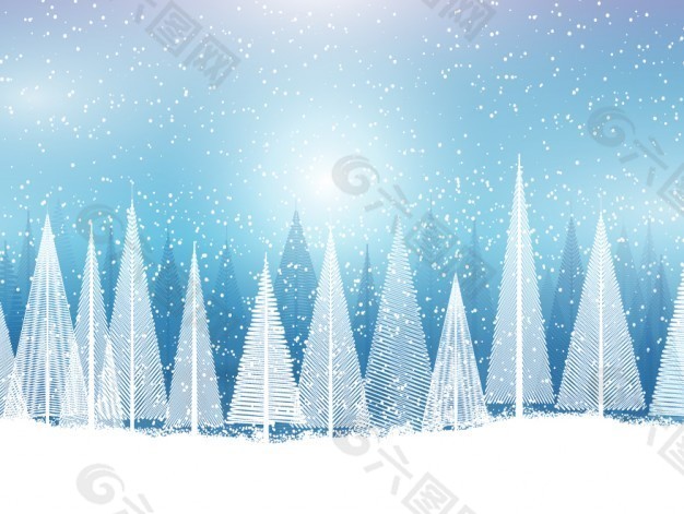 抽象树的雪景