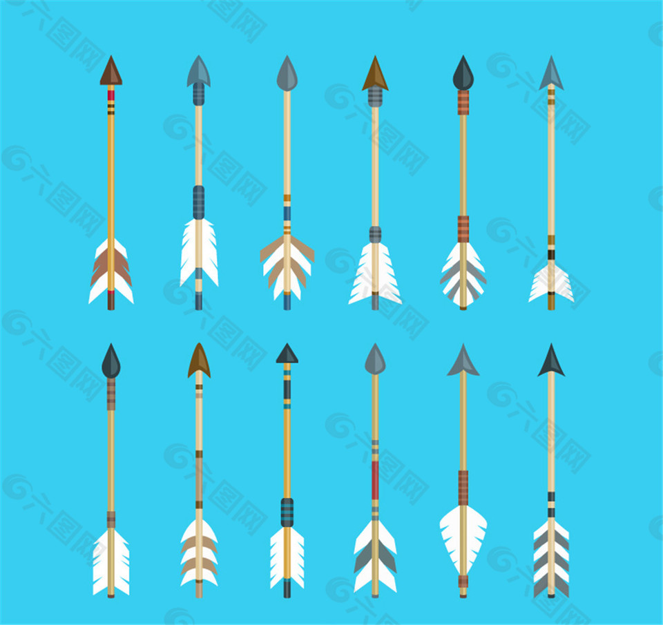 12款羽毛箭设计矢量素材