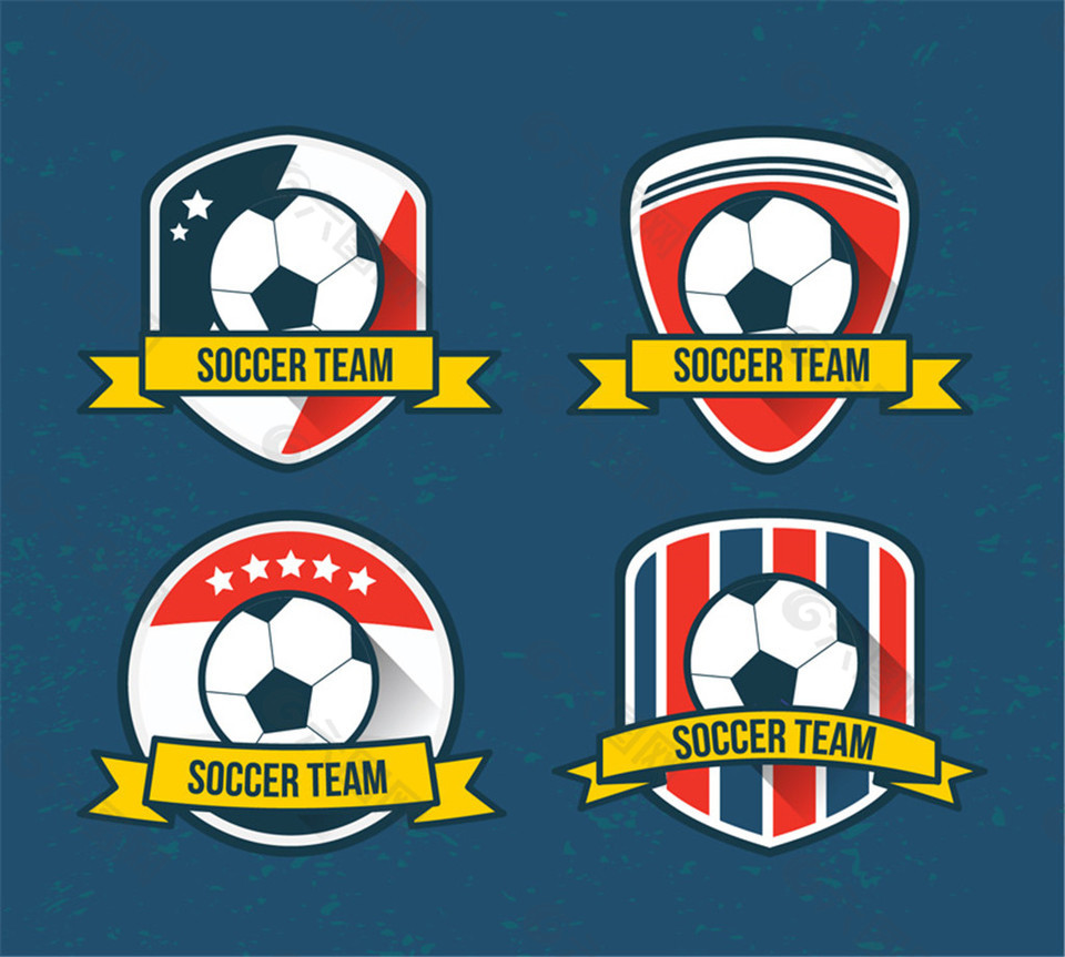 4款创意足球队标签矢量素材
