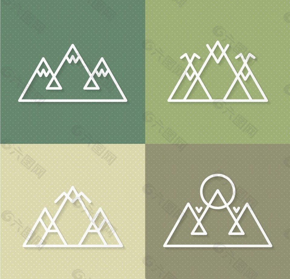 4款抽象山标志设计矢量图设计元素素材免费下载(图片编号:7786250)-六