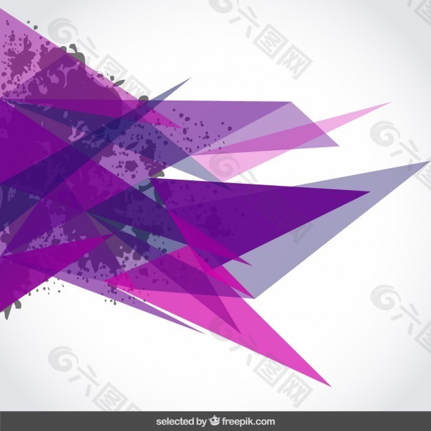 背景有紫色三角形和污点