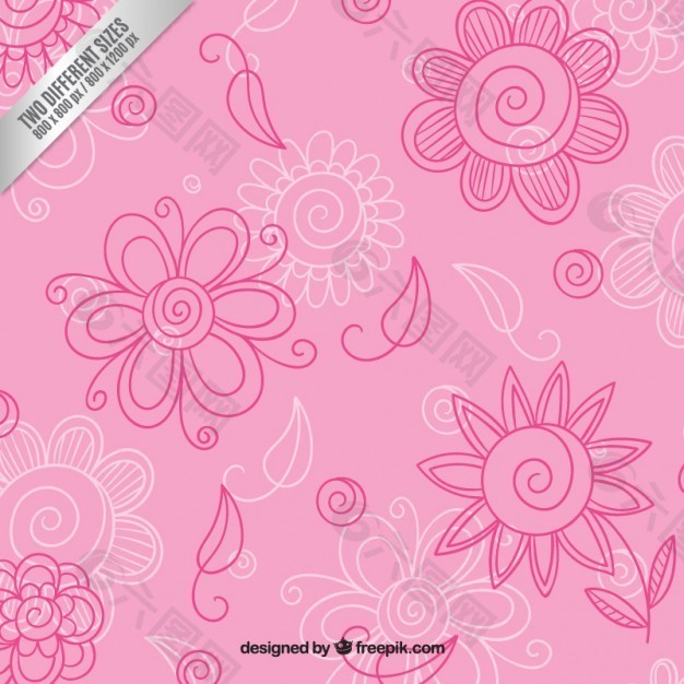 手画的花背景，粉红色的色调