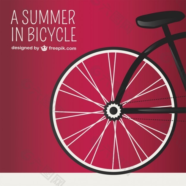 红色背景与自行车车轮