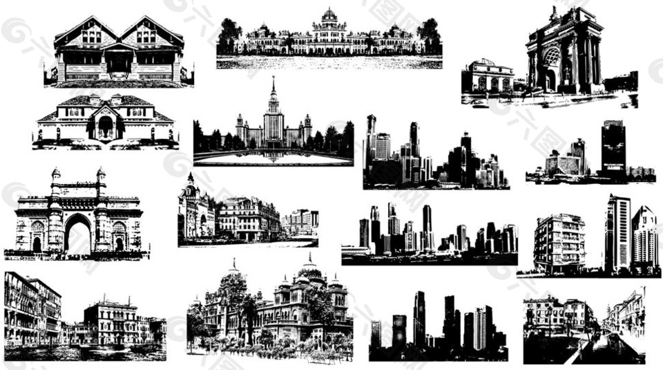 各国地标性建筑物PS笔刷