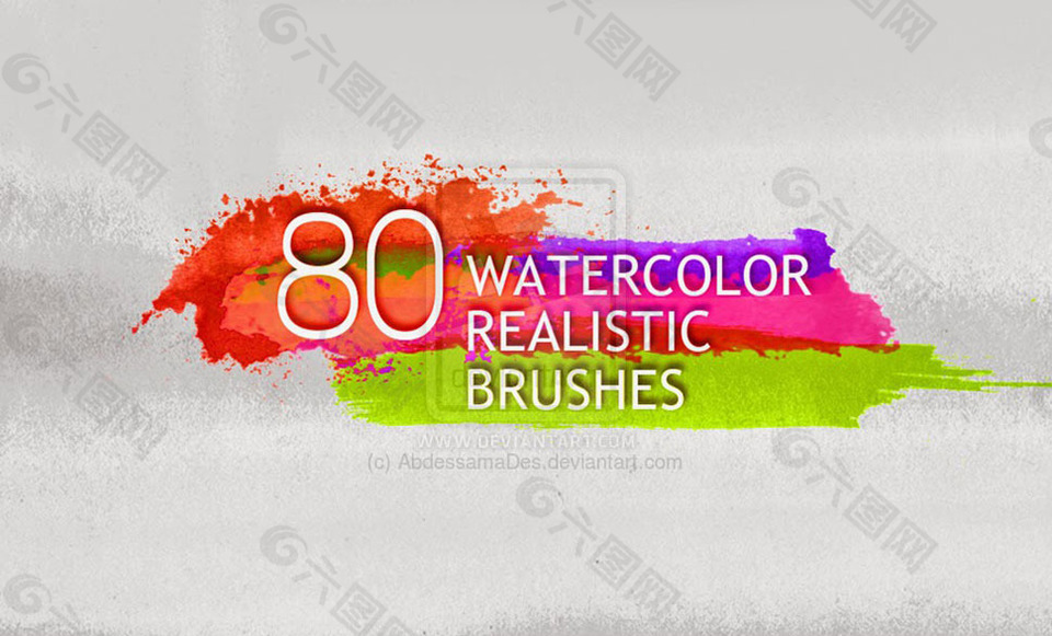 80款绚丽的水彩涂抹效果PS笔刷