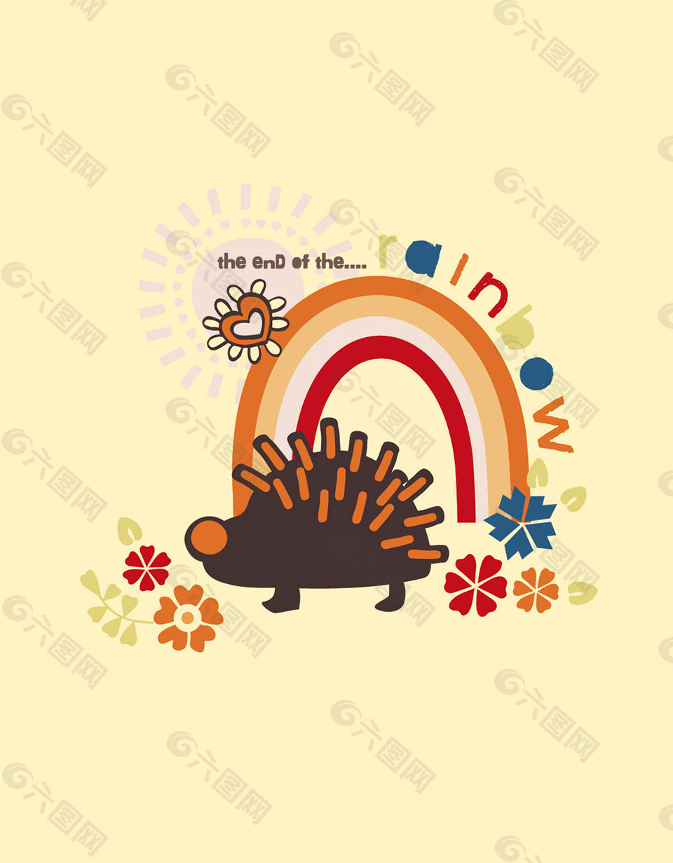 卡通动物印花素材 小刺猬