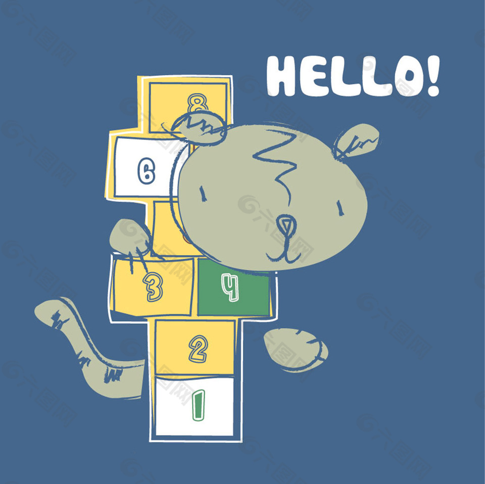 卡通动物印花素材 数字积木