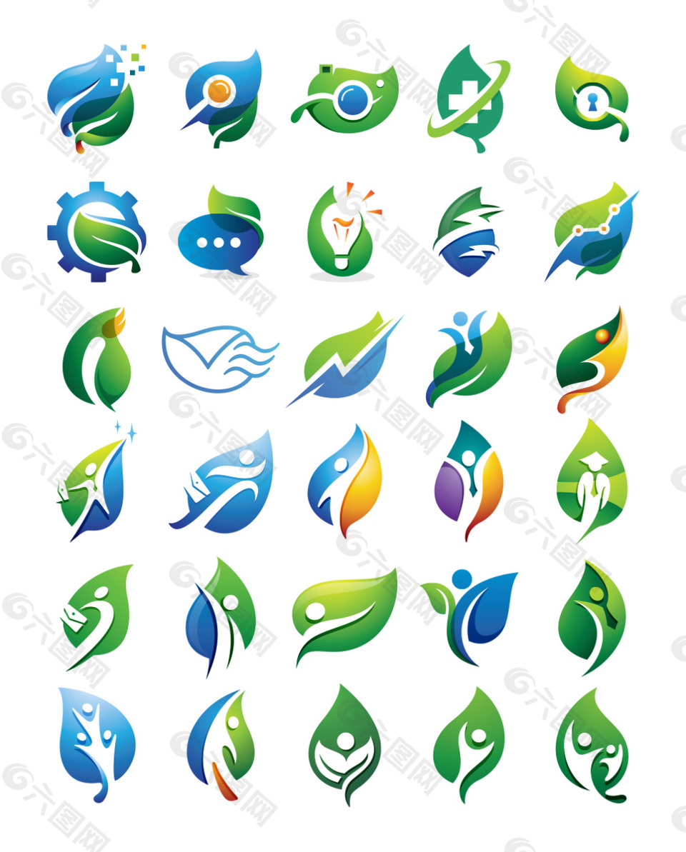 绿色叶子logo设计