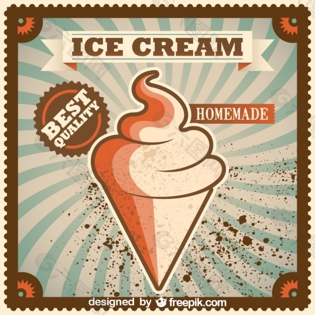复古家庭制作冰淇淋海报设计