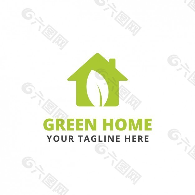 绿色房屋形状标识模板