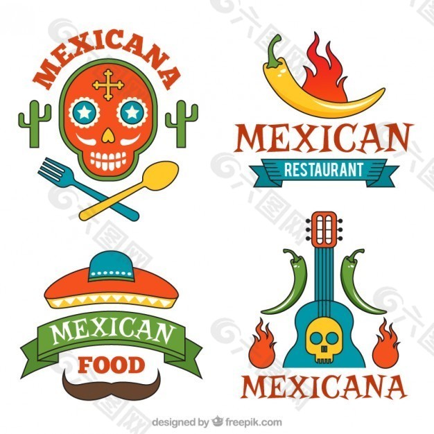 美味的墨西哥食品标识