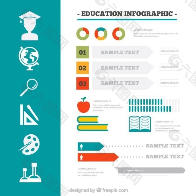 色的教育信息图表
