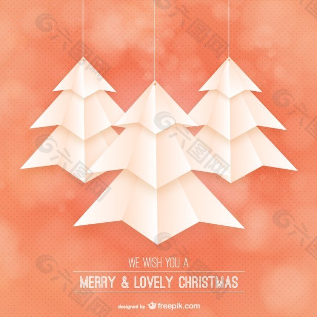 折纸风格树圣诞卡