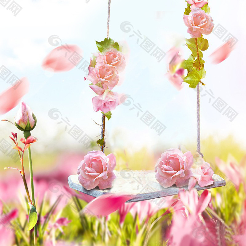 唯美粉色花朵背景图