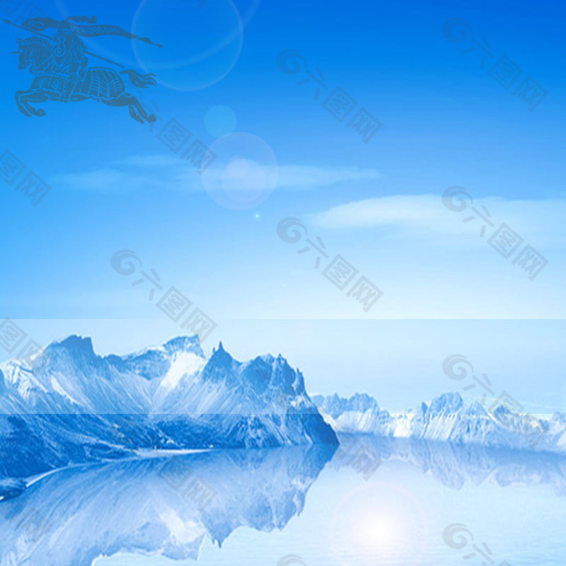 蓝色湖泊山峰背景