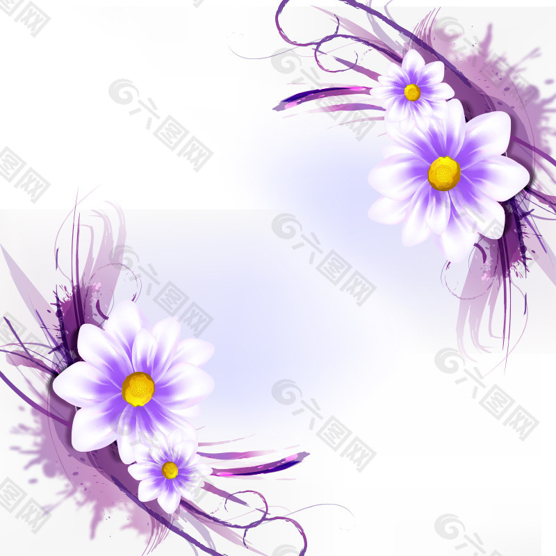 卡通紫色手绘花卉