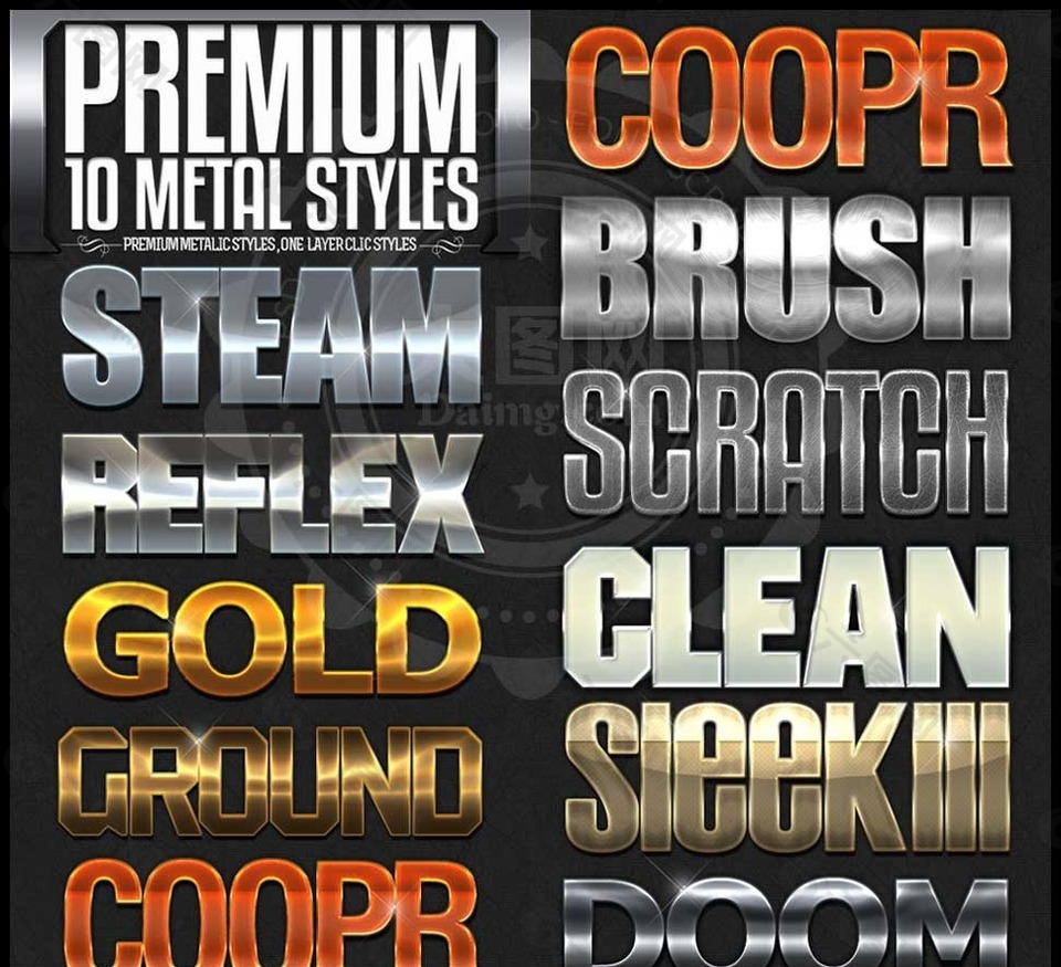 10套超质感的金属字体样式