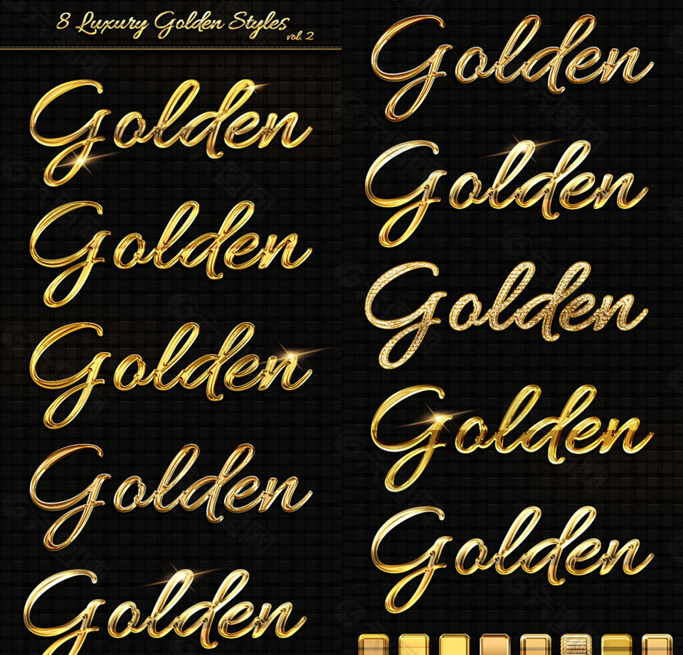 质感漂亮的黄金字字体样式