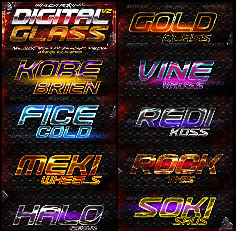 霓虹效果金属艺术字字体样式