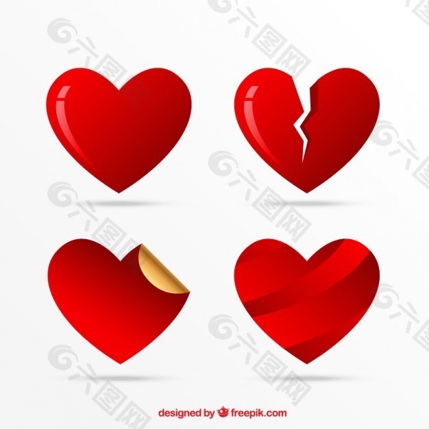 心脏图标集，爱符号