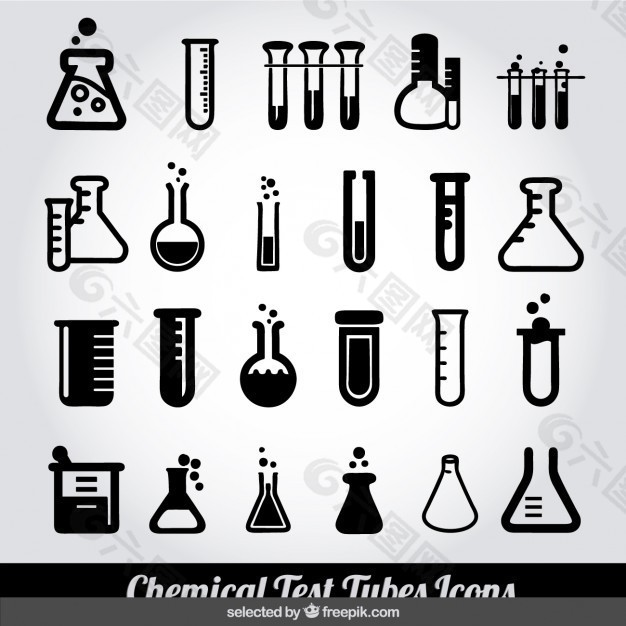 黑白化学试验管图标