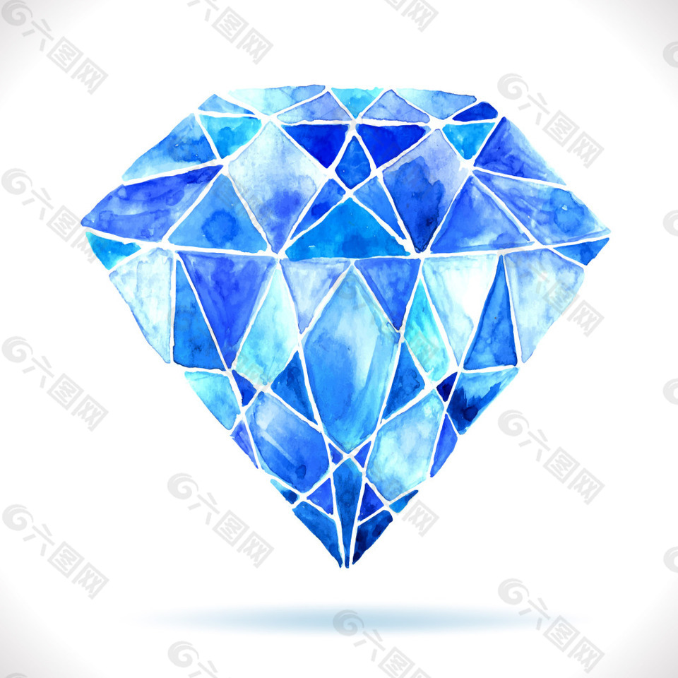 蓝色水彩钻石