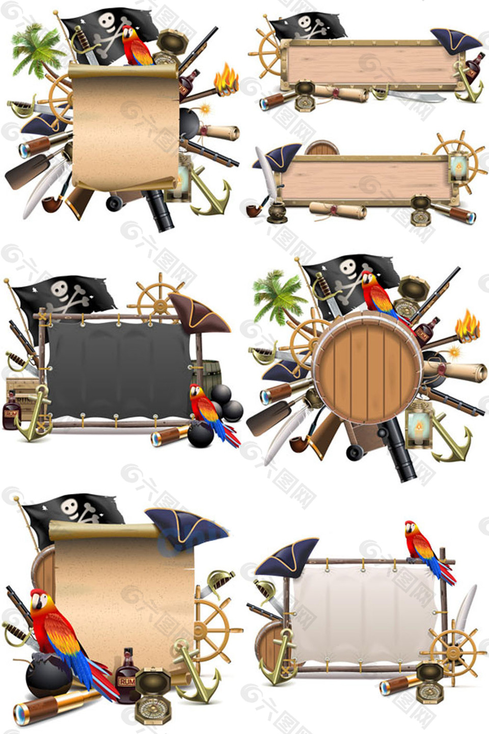 海盗工具装备矢量设计
