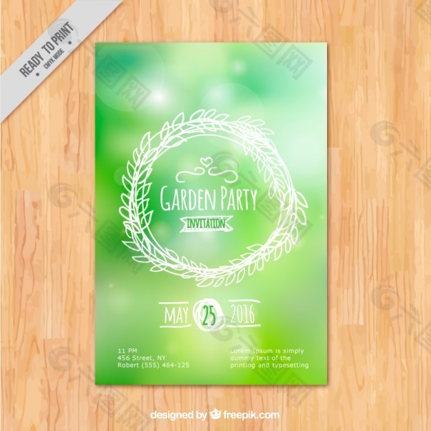 聚焦绿色游园卡手绘的花环