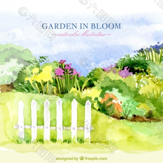 水彩手绘花园设计元素素材免费下载 图片编号 六图网