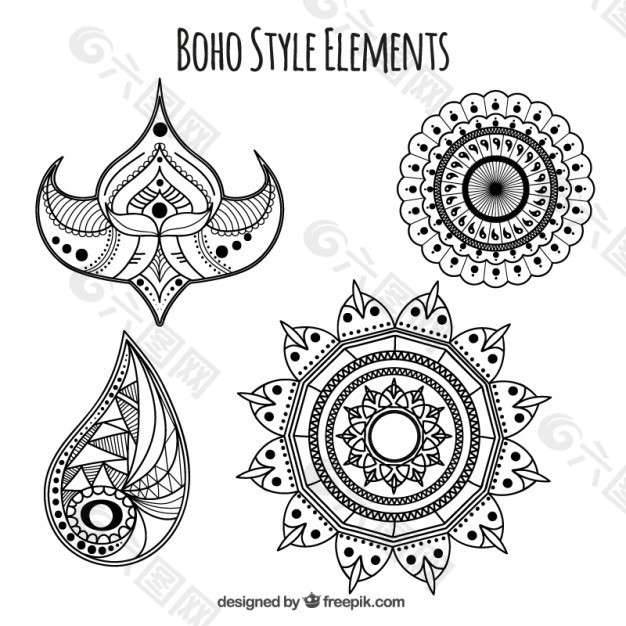 手工绘制的曼荼罗和装饰品在波希米亚风格