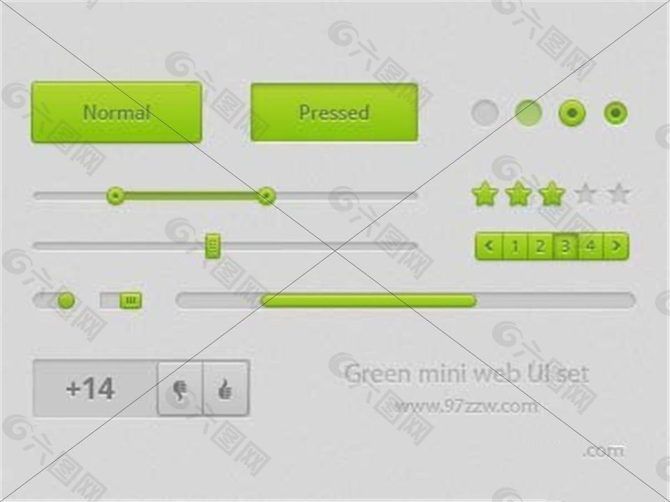 一套绿色的网页设计元素PSD素材