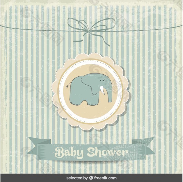 婴儿沐浴用大象的老式卡
