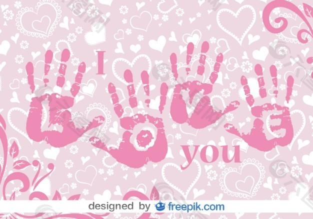 爱粉红色的手印