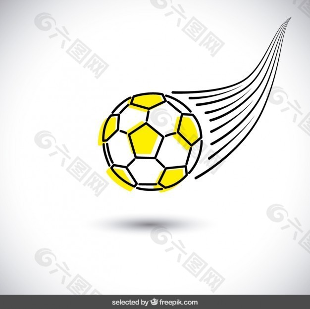黄色手绘足球