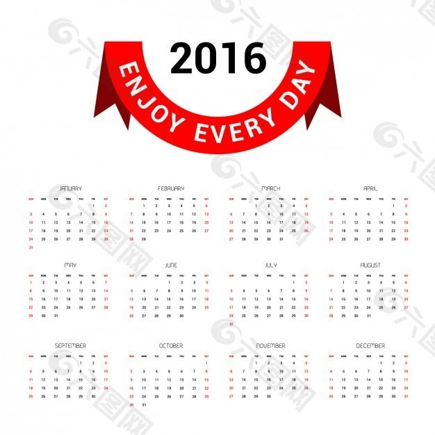 2016年的日历