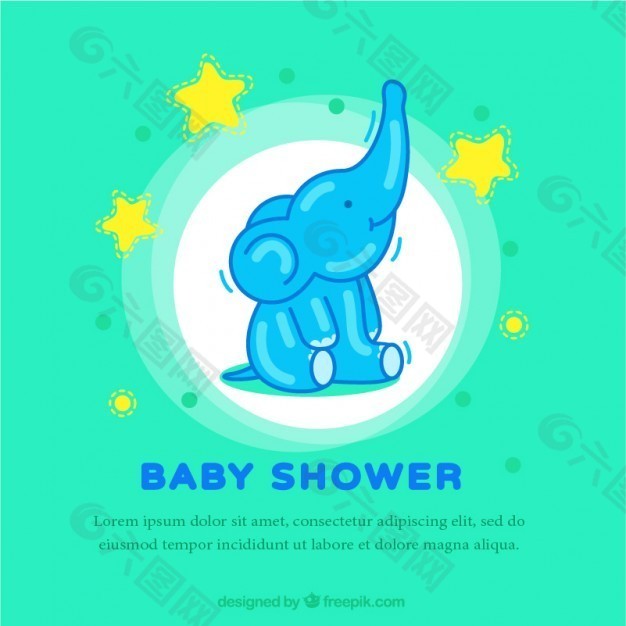 一只大象的绿色婴儿洗澡卡