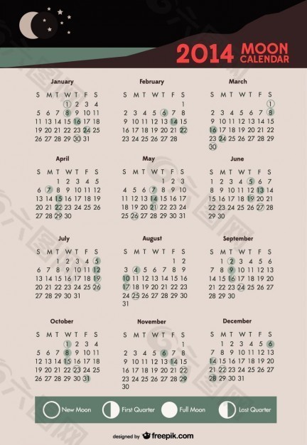 2014个月日历