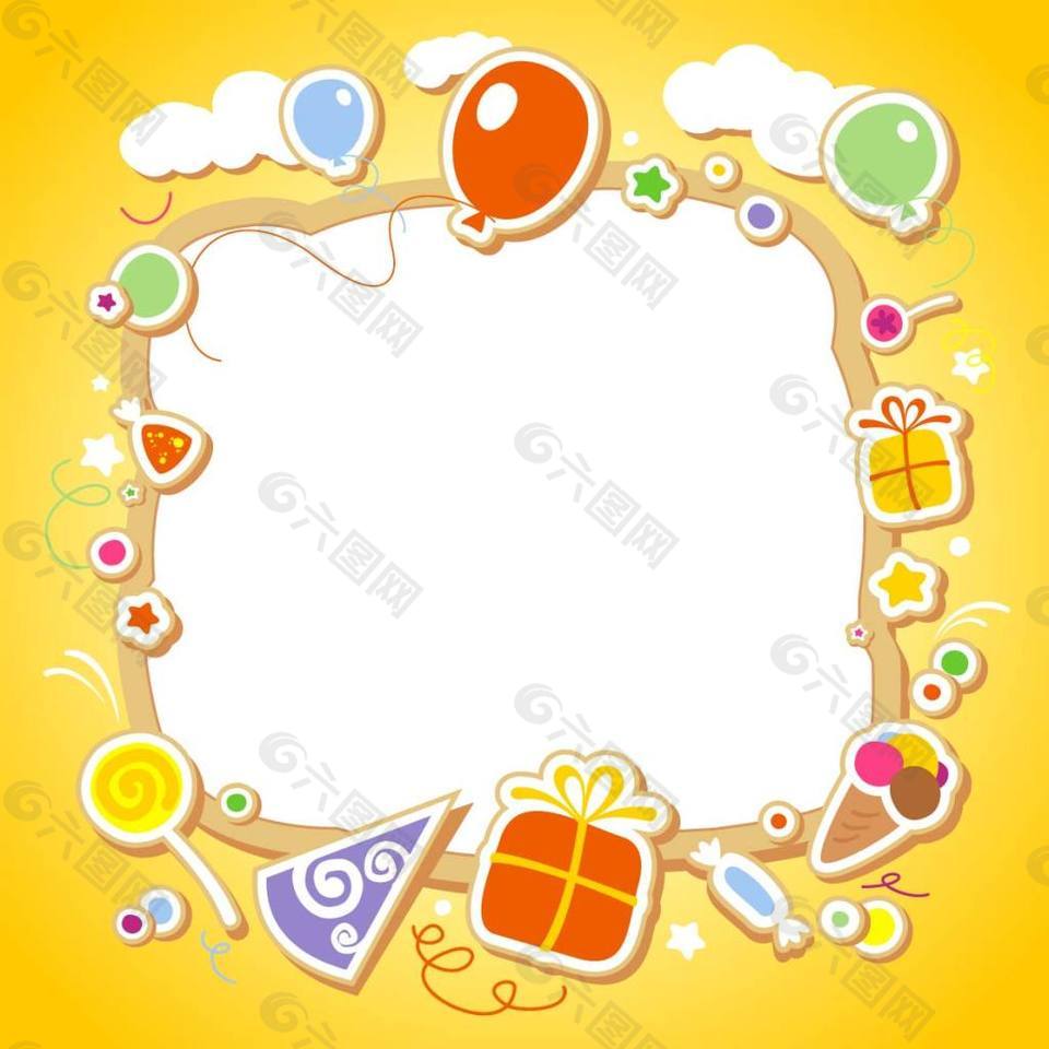 卡通插画边框相框矢量素材