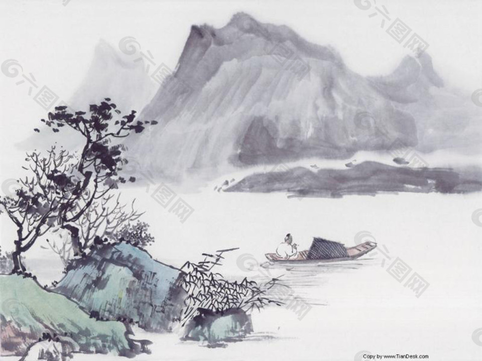 古典山水国画唯美背景素材